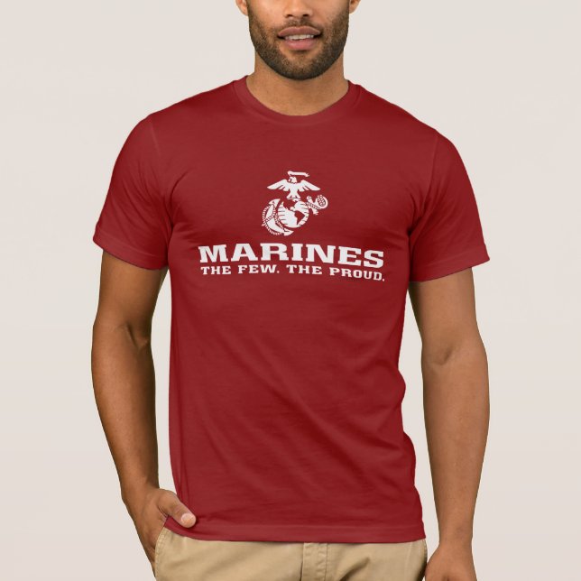 T-shirt USMC Les rares Logo Fiers Empilés - Blanc (Devant)