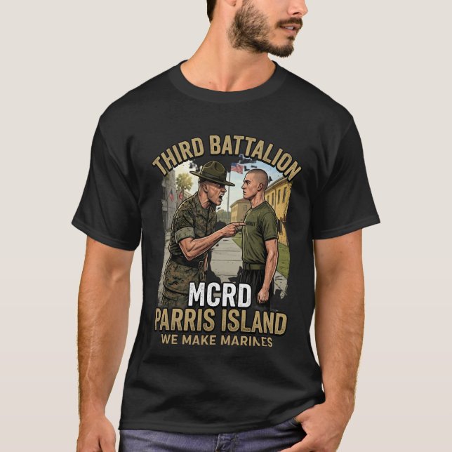 T-shirt USMC Troisième Bataillon MCRD Parris Islan (Devant)