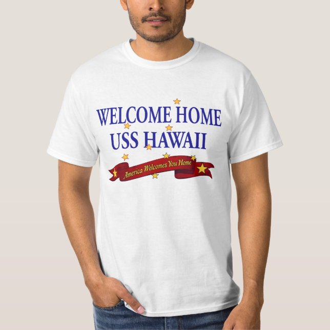 T-shirt USS à la maison bienvenu Hawaï (Devant)
