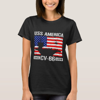 T-shirt Uss america cv-66 est 1965-1996 drapeau etats-unis