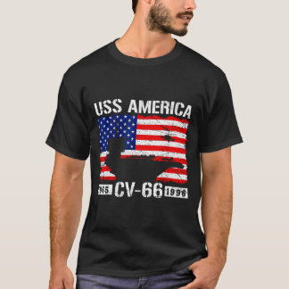 T-shirt Uss america cv-66 est 1965-1996 drapeau usa avion