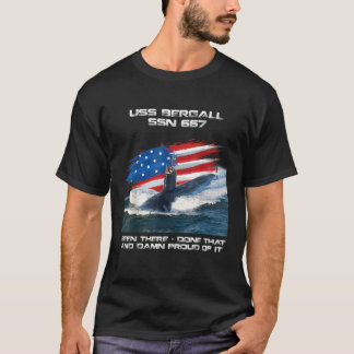 T-shirt USS Bergall SSN 667 American Flag Submarine Vetera