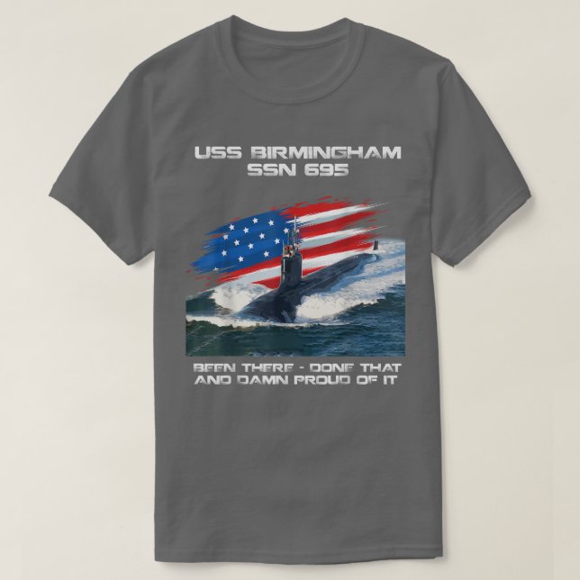 T-shirt USS Birmingham SSN695 American Flag Submarine Vete (Design devant)
