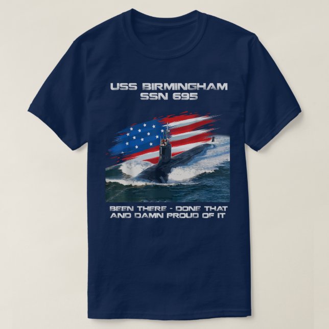 T-shirt USS Birmingham SSN-695 American Flag Submarine Vet (Design devant)