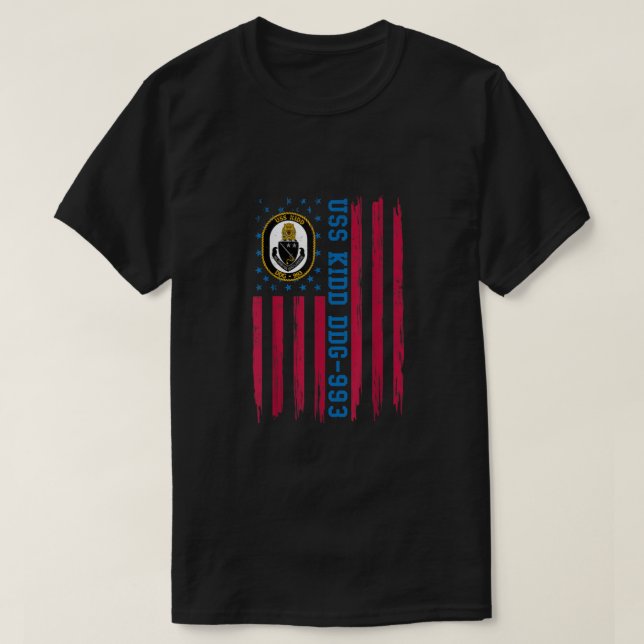 T-shirt USS Kidd DDG-993 American Flag Veteran Father's Da (Design devant)