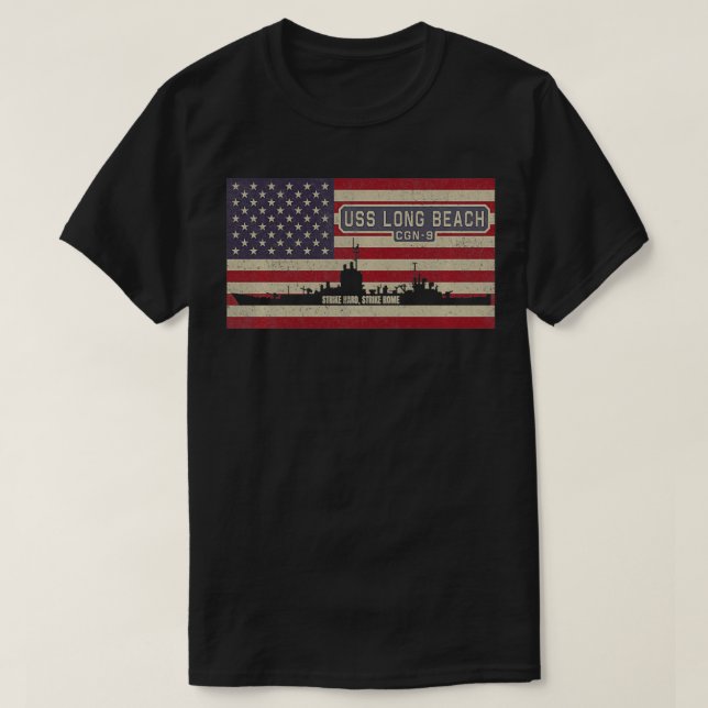 T-shirt USS Long Beach CGN9 Guidés Missile Cruiser America (Design devant)