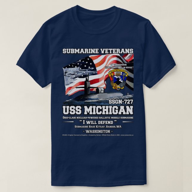 T-shirt USS Michigan SSBN727 Vétérans sous-marins (Design devant)