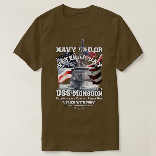 T-shirt USS Monsoon PC4 Bateau de patrouille côtière (Design devant)