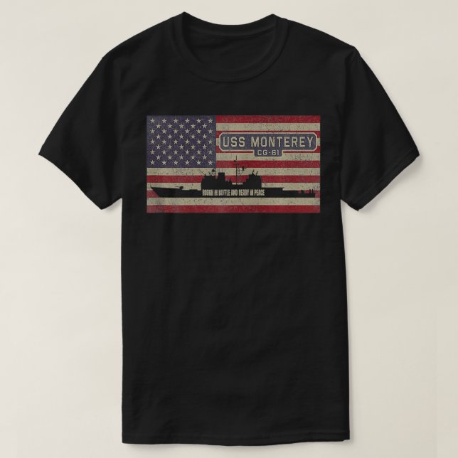 T-shirt USS Monterey CG61 Cruiser Ship USA American Flag Z (Design devant)