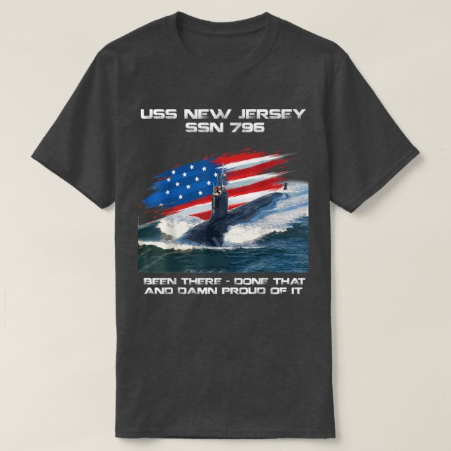 T-shirt USS New Jersey SSN796 American Flag Sous-marin Vet (Design devant)