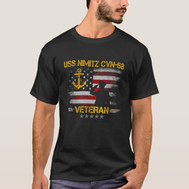 T-shirt USS Nimitz CVN 68 Vétéran du porte-avions Vétérina (Devant)