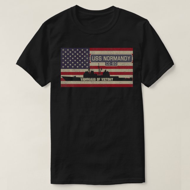 T-shirt USS Normandy CG60 Cruiser Ship USA American Flag P (Design devant)