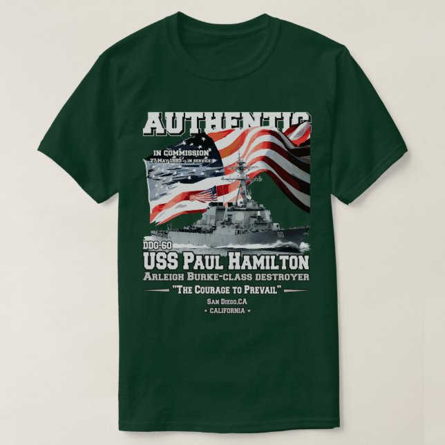 T-shirt USS Paul DDG60 destroyer Arleigh Burkeclass (Design devant)