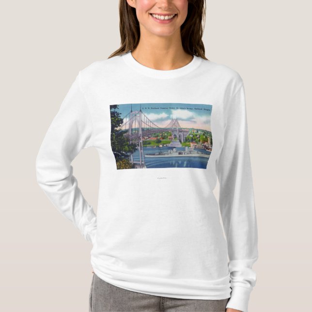 T-shirt USS Portland passant sous le pont de St John (Devant)