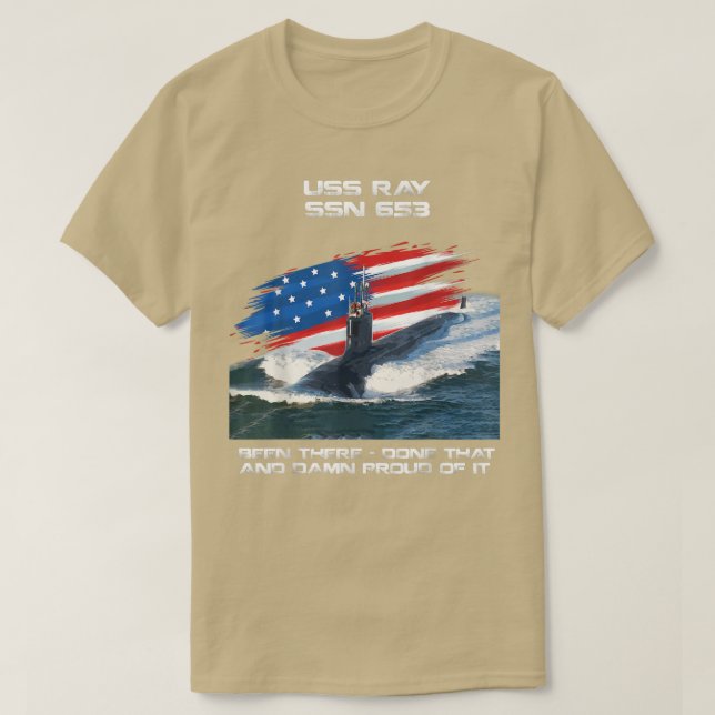 T-shirt USS Ray SSN653 Sous-marin américain Drapeau Vétéri (Design devant)