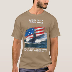 T-shirt USS Ray SSN653 Sous-marin américain Drapeau Vétéri