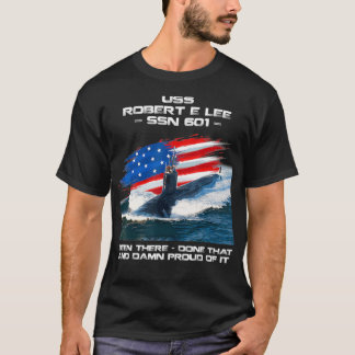 T-shirt USS Robert E Lee SSN601 American Flag Submarine Ve