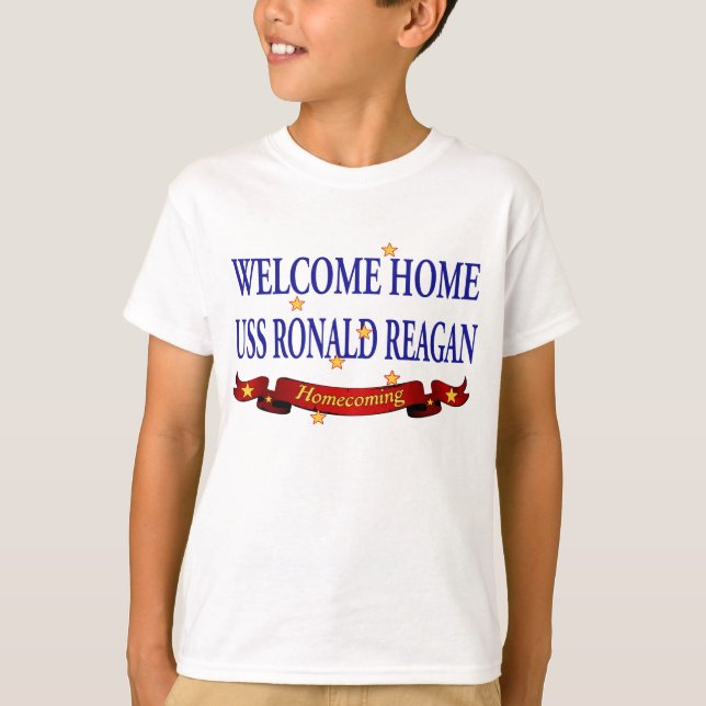 T-shirt USS Ronald Reagan à la maison bienvenu (Devant)