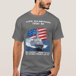 T-shirt USS Sampson DDG-10 Destroyer Ship USA Flag Veteran