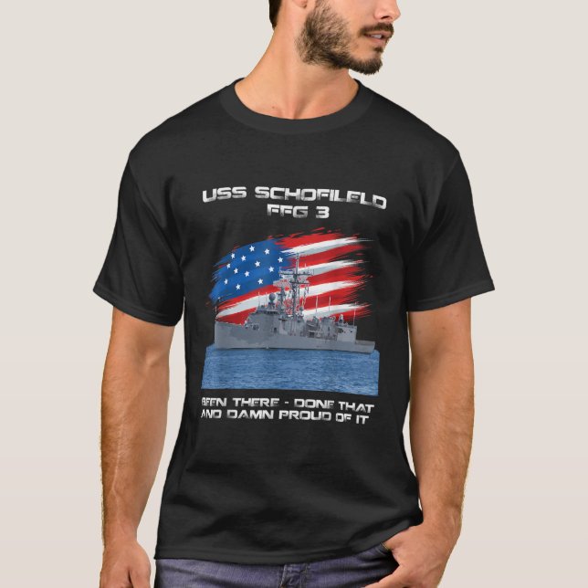 T-shirt USS Schofield FFG 3 Classe Frigate American Flag V (Devant)