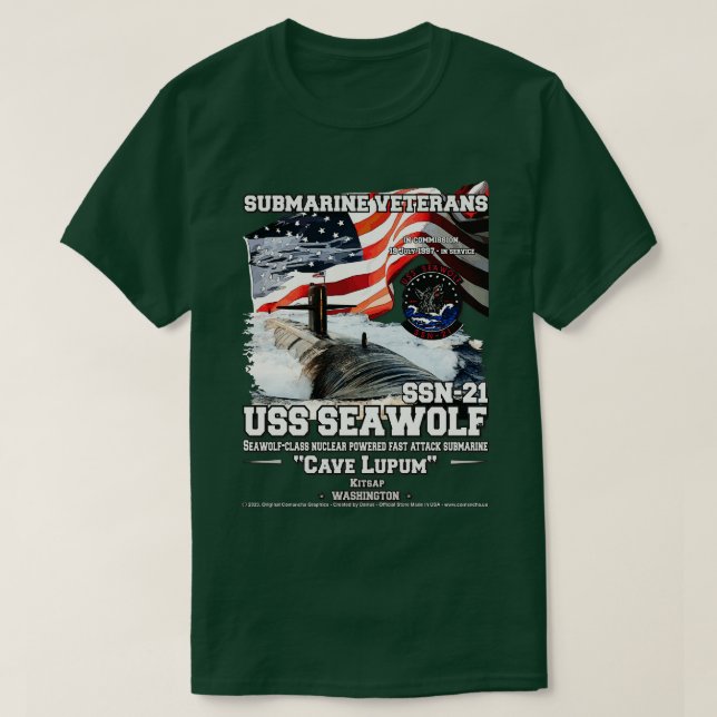 T-shirt USS Seawolf SSN21 sous-marin d'attaque (Design devant)