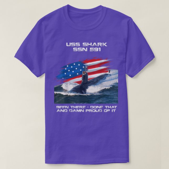 T-shirt USS Shark SSN591 Sous-marin américain Drapeau Vété (Design devant)