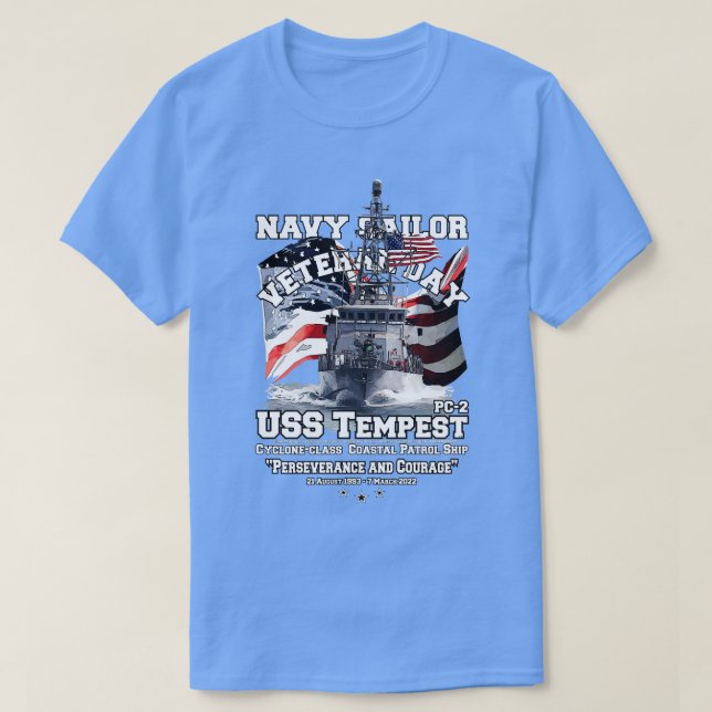 T-shirt USS Tempest PC2 patrouilleurs côtiers vétérans (Design devant)