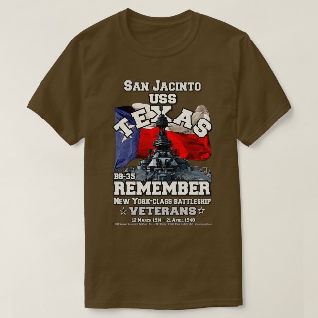 T-shirt USS TEXAS BB35 Battleship San Jacinto (Design devant)