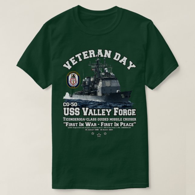 T-shirt USS Valley Forge CG50 US Cruiser Veterans (Design devant)