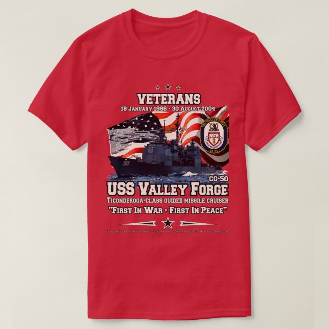 T-shirt USS Valley Forge CG50 vétérans de croisière de la  (Design devant)