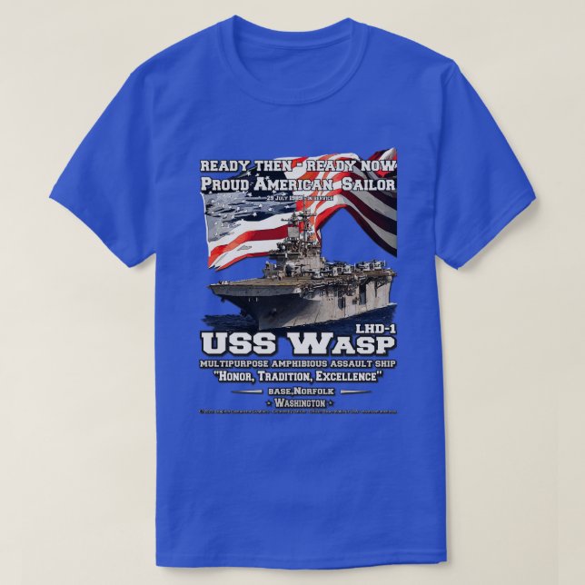 T-shirt USS Wasp LHD1 navire d'attaque amphibie (Design devant)
