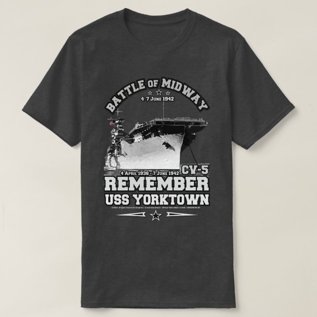 T-shirt USS YORKTOWN CV5 Se souvenir de 2ème guerre mondia (Design devant)