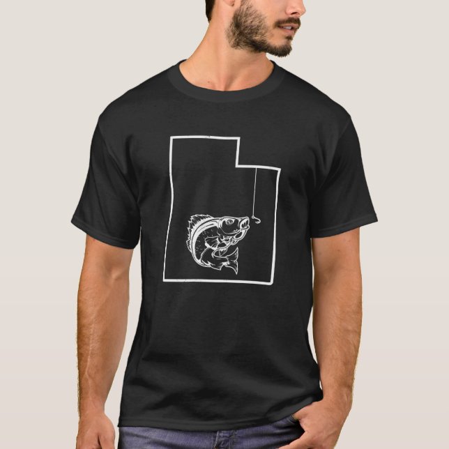 T-shirt Utah Map State Walleye Pêche Cool Poisson Papa Fis (Devant)