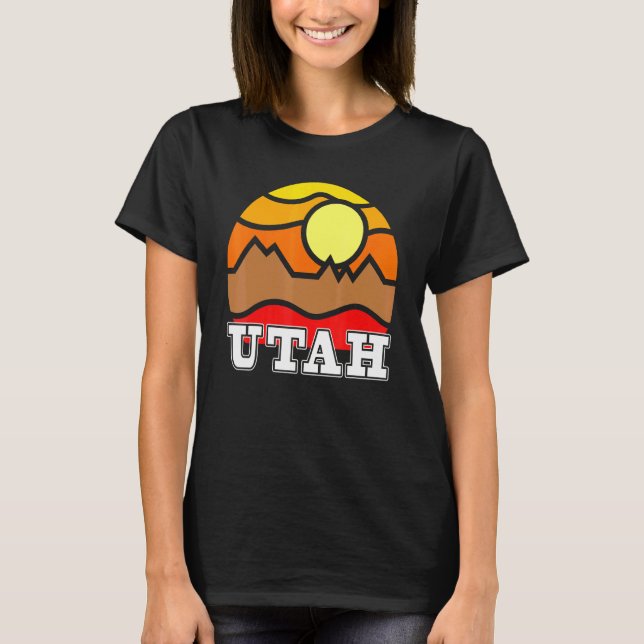 T-shirt Utah Retro Mountain Sunset Extérieur Vanlife Explo (Devant)