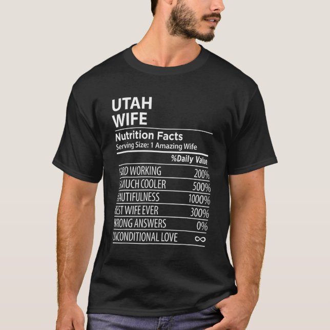 T-shirt UTAH UT WIFE Nutrition Facts Femmes USA Etat (Devant)