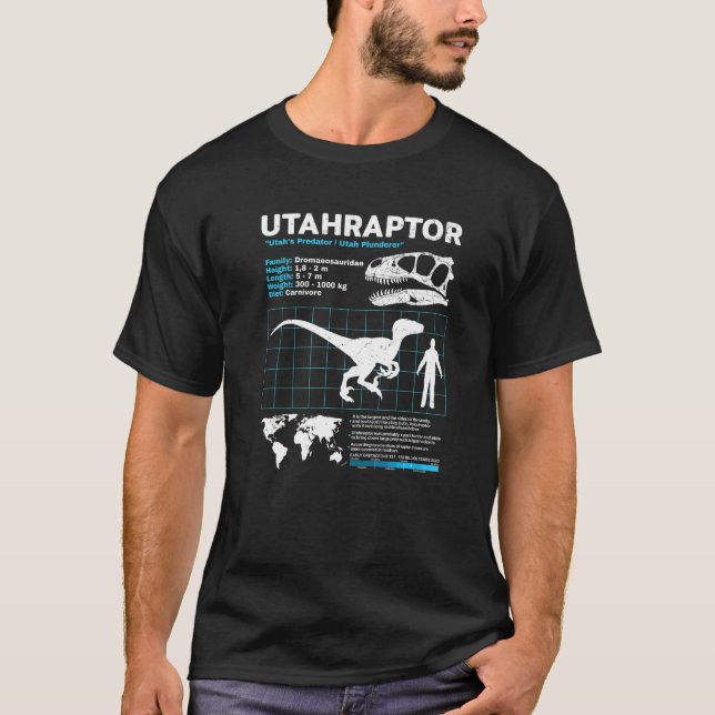 T-shirt Utahraptor fact sheet Dinosaur Facts (Devant)