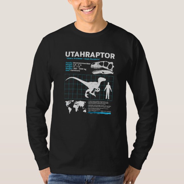 T-shirt Utahraptor fact sheet Dinosaur Facts (Devant)