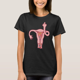 T-shirt Utérus floral montrant Doigts intermédiaires Pro C
