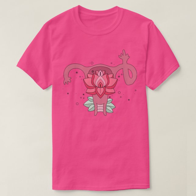 T-shirt Uterus montre le féminisme féministe du doigt moye (Design devant)