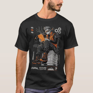 T-shirt Utopie Ville Future Art Cyberpunk Chercheur de Con