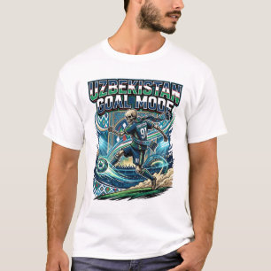 T-shirt Uzbekistan Mode de but squelette attaquant nations