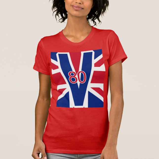 T-shirt V 80 avec Union Jack Arrière - plan VE Day UK (Devant)