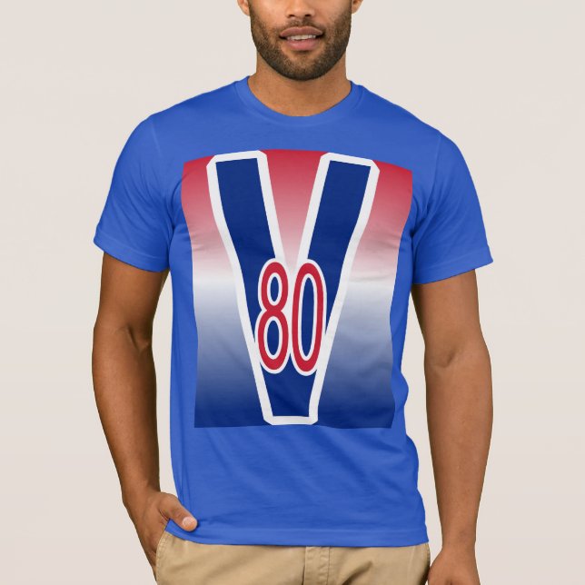 T-shirt V 80 Avec Victoire Arrière - plan Rouge Blanc Bleu (Devant)