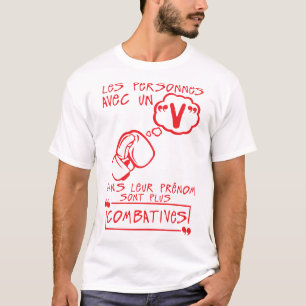 T-shirt v combative prenom citation lettre personne