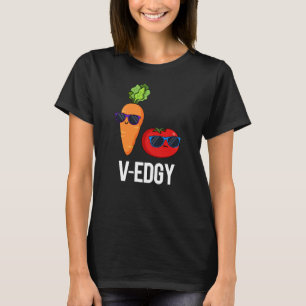 T-shirt V-Edgy Funny Veggie Pun Dark BG