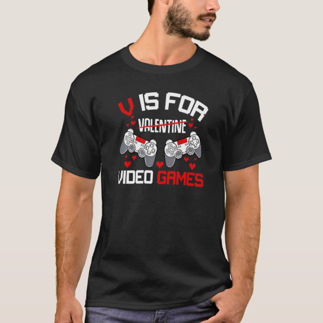 T-shirt V Est Pour Jeu Vidéo Valentines Jour Couple Love R (Devant)