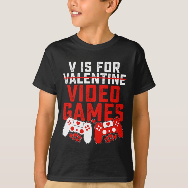 T-shirt V est pour Jeux Vidéos Jeu Joueur Saint Valentin (Devant)