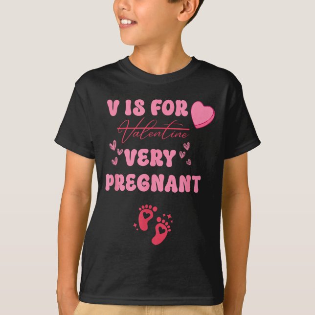 T-shirt V est pour la Saint-Valentin enceinte grossesse (Devant)