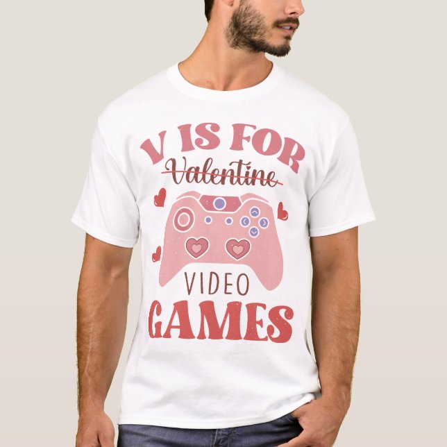 T-shirt V est pour les jeux vidéo (Devant)