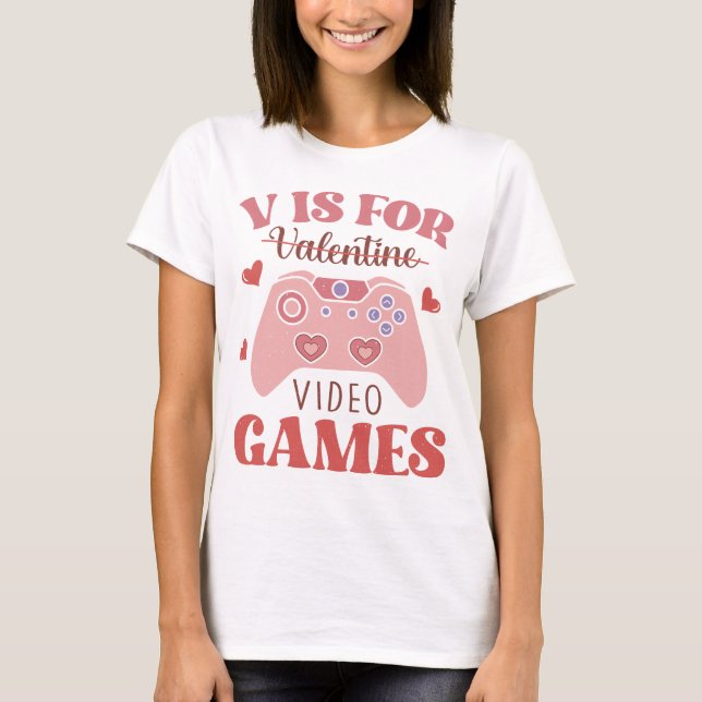 T-shirt V est pour les jeux vidéo (Devant)